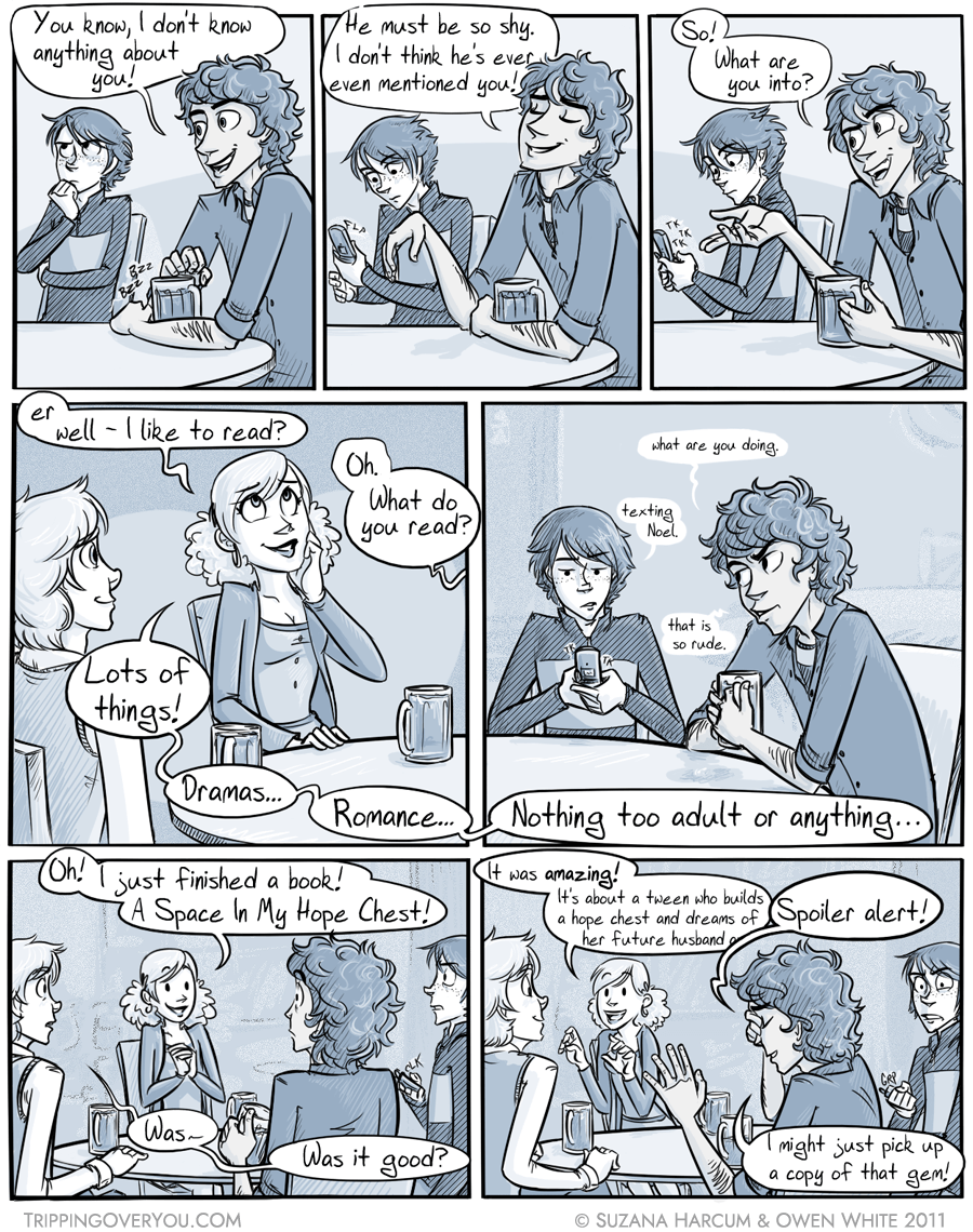 when you have to coach your crush into behaving better on a date you'd rather he not be on