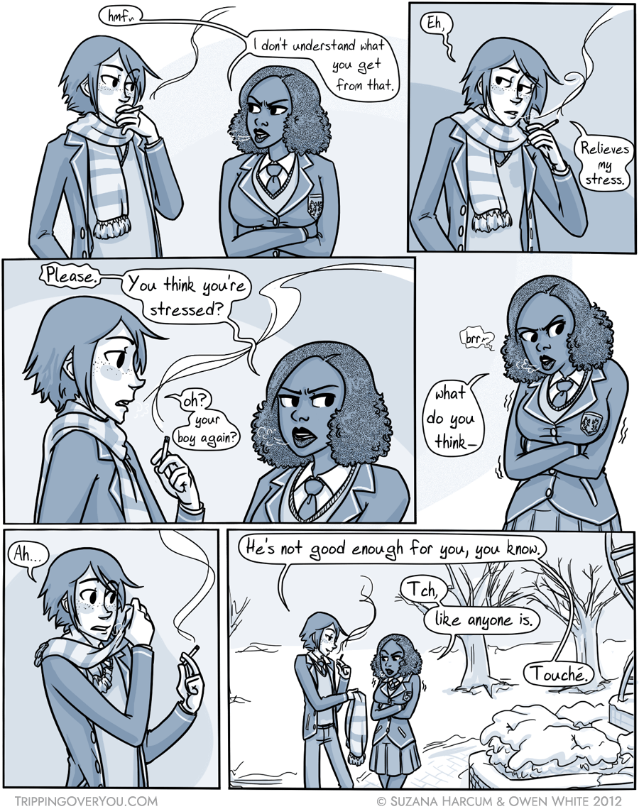 Your scarf smells like an ash tray, too.