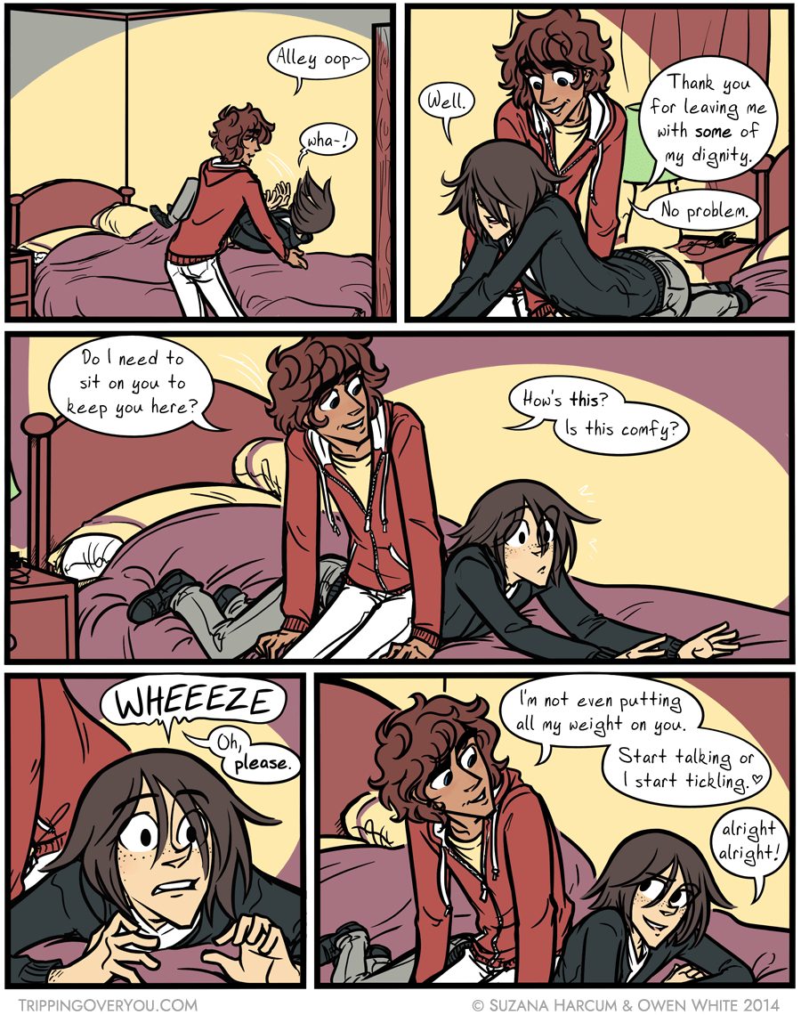 Hold on, pause for a moment? Shoes off the bedspread, please.