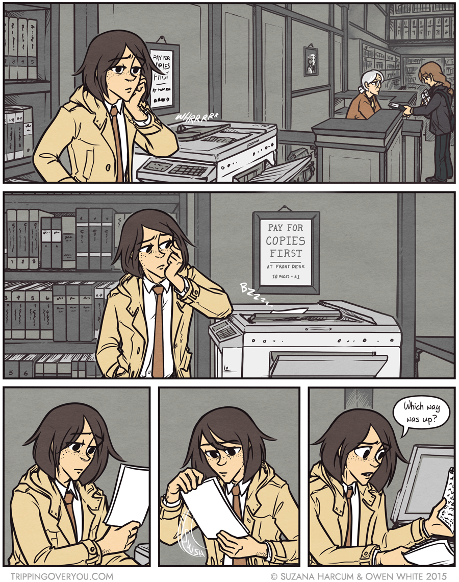 making I-don't-want-to-seem-rude obligatory copies of notes while matt checks out volume one of ''So You Want To Learn Shorthand''